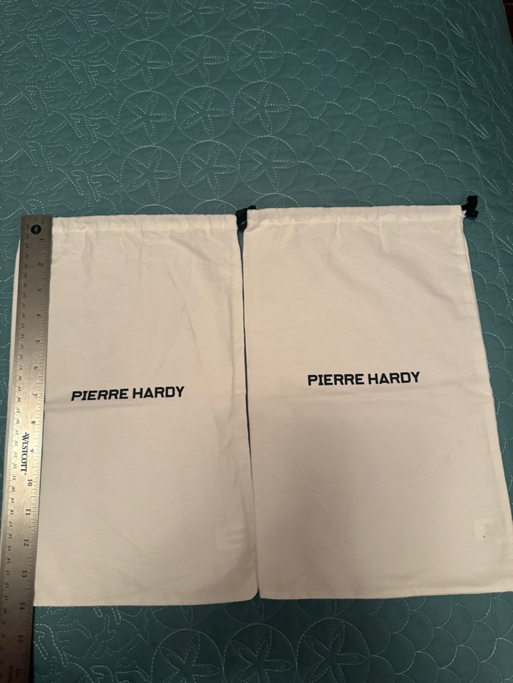 Pierre Hardy White Drawstring Dust Bag Duo with Black Logo